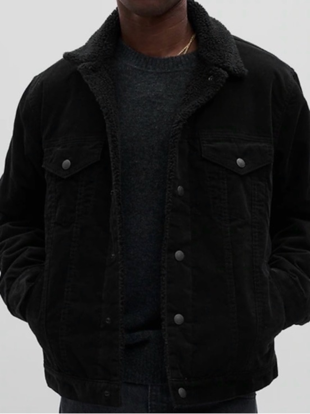 GAP Black Corduroy Sherpa Field Jacket